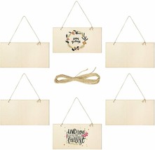 6 Pieces Unfinished Wood Hanging Sign, Blank Rectangle Decorative Wood P... - £14.80 GBP