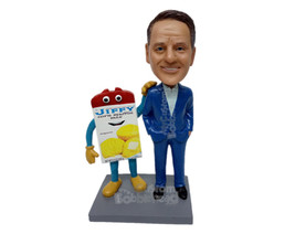 Custom Bobblehead Stylish Businessman In His Formal Outfit Posing With Product M - £80.18 GBP