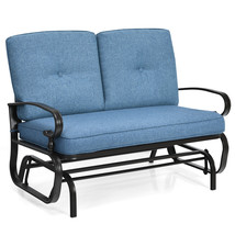 Costway 2-Person Outdoor Swing Glider Chair Bench Loveseat Cushioned Sofa Blue - £263.77 GBP