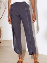 Soft Surroundings Embroidered Linen Blend Onna Ankle Pants Split Leg Sz ... - £30.14 GBP