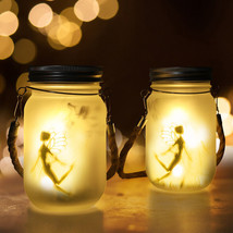 Solar Lantern Jar Hanging Fairy Lamp White Frosted Glass Light Garden Yard Decor - £35.16 GBP