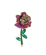 Rose Cubic Zirconia &amp; Crystal 18K Gold-Plated Rose Brooch - £11.80 GBP