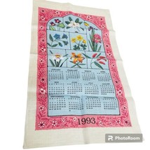 Vintage R Batchelder 1993 Floral Kitchen Calendar Tea Towel Wall Hanging Linen - £9.81 GBP