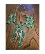 Vtg Grannycore Light Sage Green Faux Stone Gold Statement Necklace 13&quot; R... - €13,93 EUR