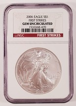 2006 S $1 de Plata American Eagle Graduado Por NGC Como Joya Uncirculated Primer - £63.10 GBP