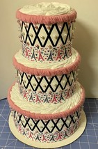 Pink and Black Paris Eiffel Tower Themed Baby Girl Shower 3 Tier Diaper ... - $59.80
