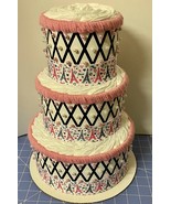 Pink and Black Paris Eiffel Tower Themed Baby Girl Shower 3 Tier Diaper ... - $85.00