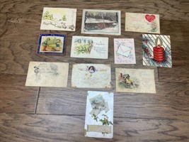 Vintage Antique Lot of 10 Postcards Greetings Cards 1920-1960 Easter KG JD - $376.73 MXN