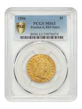 1806 $5 PCGS MS63 (Pointed 6, 8x5 Stars) - $38,193.75