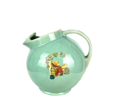 Green Heavyweight Pottery Pitcher Vintage - $27.71