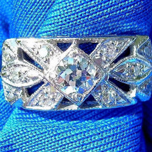 Earth mined Diamond European Deco Band Vintage Antique Engagement Ring 14k Gold - $57,452.75 MXN