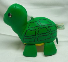 Vintage Russ Green Pleather Turtle 4&quot; Plush Stuffed Animal Ornament Toy - £11.87 GBP