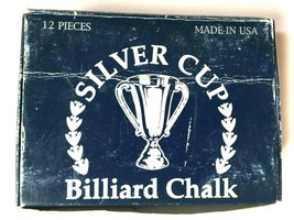 Silver Cup Billard Pool Chalk 1 Dozen (12) Pieces Blue USA Box Georgia 019-58 - £4.71 GBP