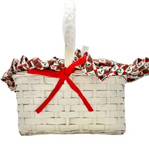 Basket with Removeable Bi-Fold Top White Red Lining Holly Berry Quilted Top EUC - £11.62 GBP