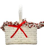 Basket with Removeable Bi-Fold Top White Red Lining Holly Berry Quilted ... - £11.69 GBP