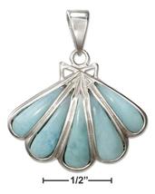 Sterling Silver Larimar Scallop Shell Pendant - £91.64 GBP