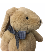 Children&#39;s Place Brown Bunny Rabbit Plush Gingham Bow Ribbon Stuffed Ani... - $16.00