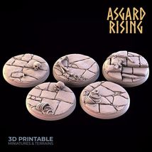 3D Printed Asgard Rising Dungeon Round Base Set 25 28 32 35mm D&amp;D - $6.83+