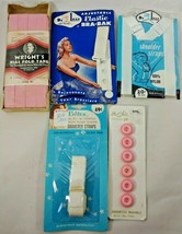 Vintage Lot Sewing Notions Elastic Bra Back Le Chic Pink Buttons Bias Tape - £13.96 GBP