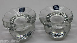 Arabia Iittala Finland Set of 2 Ulpukka Flower Shaped Glass Candle Holde... - £44.41 GBP