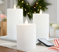 Home Reflections S/3 Assorted Honeycomb LED Glitter Candles in White - £154.70 GBP