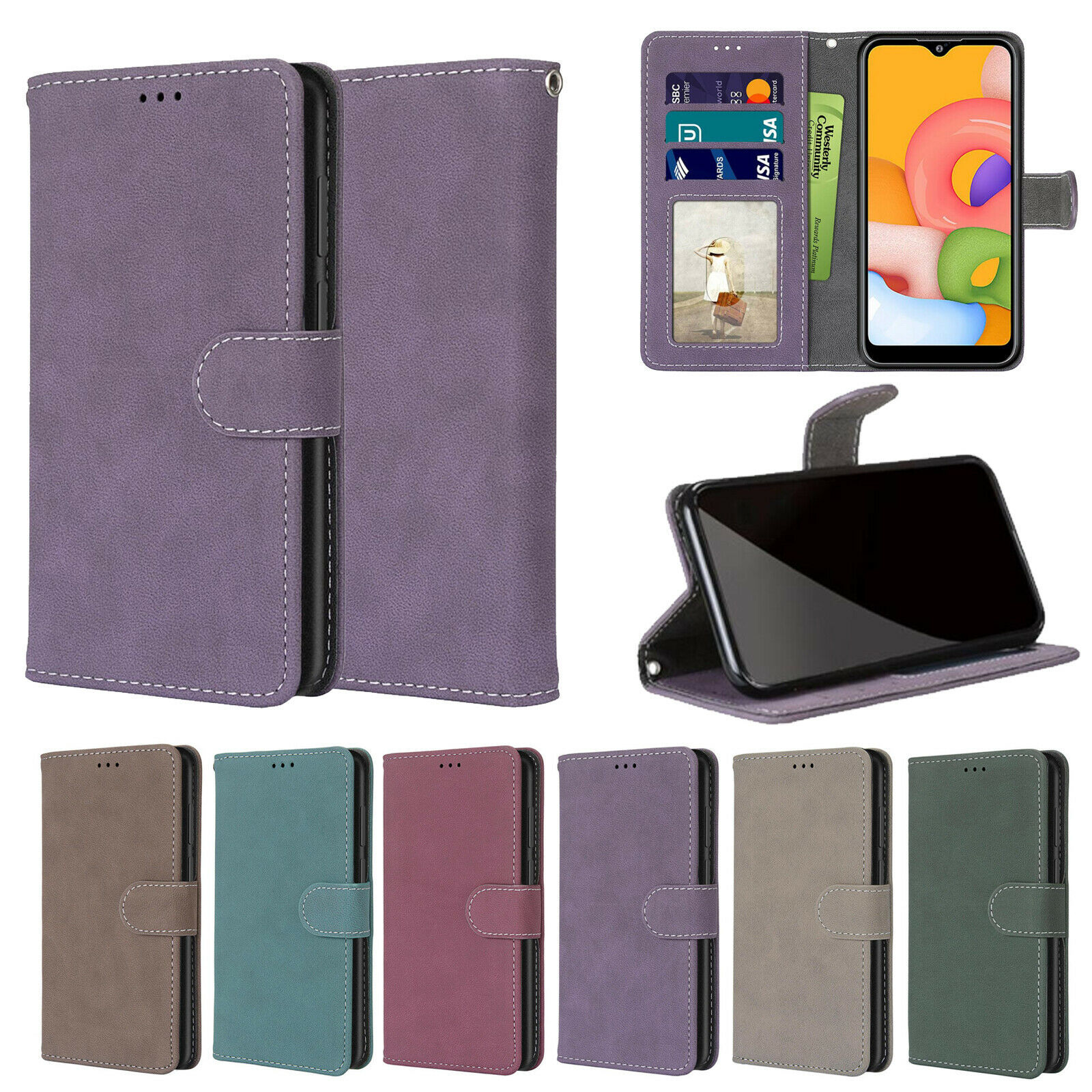Retro Flip Wallet Card Leather Case Cover Fr Samsung S20 Ultra/Note 10+/S10 Plus