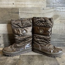 Coach Boots Womens 7B Drexel Brown Puffer Zip Up Winter Shoes Logo Classic - $42.32