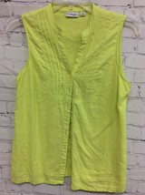 Kim Rogers Womens Lime Green V-Neck Sleeveless Button-Down Blouse Tank PS - £7.77 GBP
