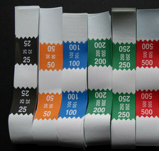450 Mixed $25 50 100 200 250 500 Money Self-Sealing Straps White Currency Bands  - £8.41 GBP