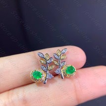Natural emerald earrings 925 silver women&#39;s earrings high-end design luxurious a - £55.24 GBP