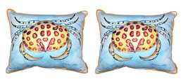 Pair Of Betsy Drake Calico Crab Large Indoor Outdoor Pillows 16 X 20 - £70.08 GBP
