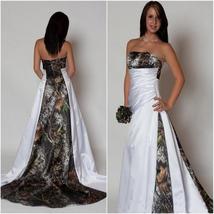 Strapless Camo Wedding Dress with Pleats Empire Waist Betra Bridal Gowns - £148.10 GBP