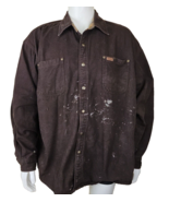 Carhartt Flannel Lined Distressed Shirt Jacket S96 Mens 2XL Heavy DKBR C... - $691.82 MXN