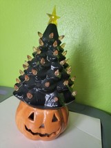 Jack-o&#39;-Lantern star Topped Black Halloween Led Tree Mr Christmas Pumpkin Decor - £77.49 GBP