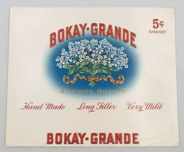 Vintage 1934 JHH Bokay Grande Cigar Label 8.5&quot; x 7&quot; White Floral Bouquet - $10.39