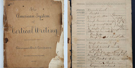 antique HANDWRITTEN RECIPES in vertical writing penmanship book cookbook - £70.43 GBP