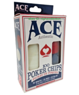 ACE Poker Chips ( 100 in a Box ) 50_WHITE, 25_RED &amp; 25_BLUE BRAND NEW BOX - $9.89