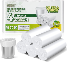 Small Trash Bags Biodegradable, Ultra Thick &amp; Strong 4 Gallon Trash Bag,... - £19.81 GBP