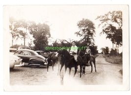 SNAPSHOT FROM ALBUM * people riding horses * parked cars trees buildings - $7.95