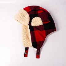 Red Plaid Hunters Winter Hat Cap Faux Fur Skullcap - £7.18 GBP