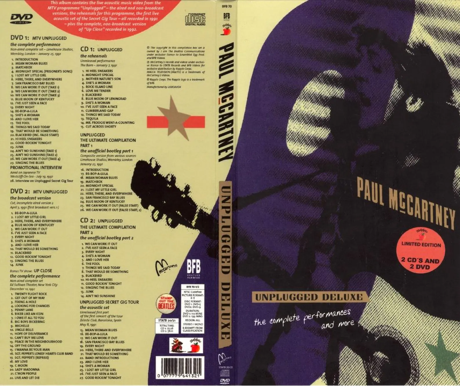 Paul McCartney Unplugged Deluxe 2 CD/ 2 DVD Complete Performance Pro-shot - $35.00
