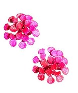 art deco 1950 metal red pink enamel clip on flower earrings  - $377.29 MXN