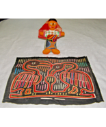 VINTAGE HAND EMBROIDERED KUNA MOLA TEXTILE-2 FACING FLAMINGO LOVE BIRDS-... - €24,93 EUR
