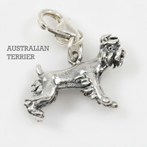 Australian Terrier Dog Charm 3D Solid Sterling Silver Perfect for a Bracelets - £37.54 GBP