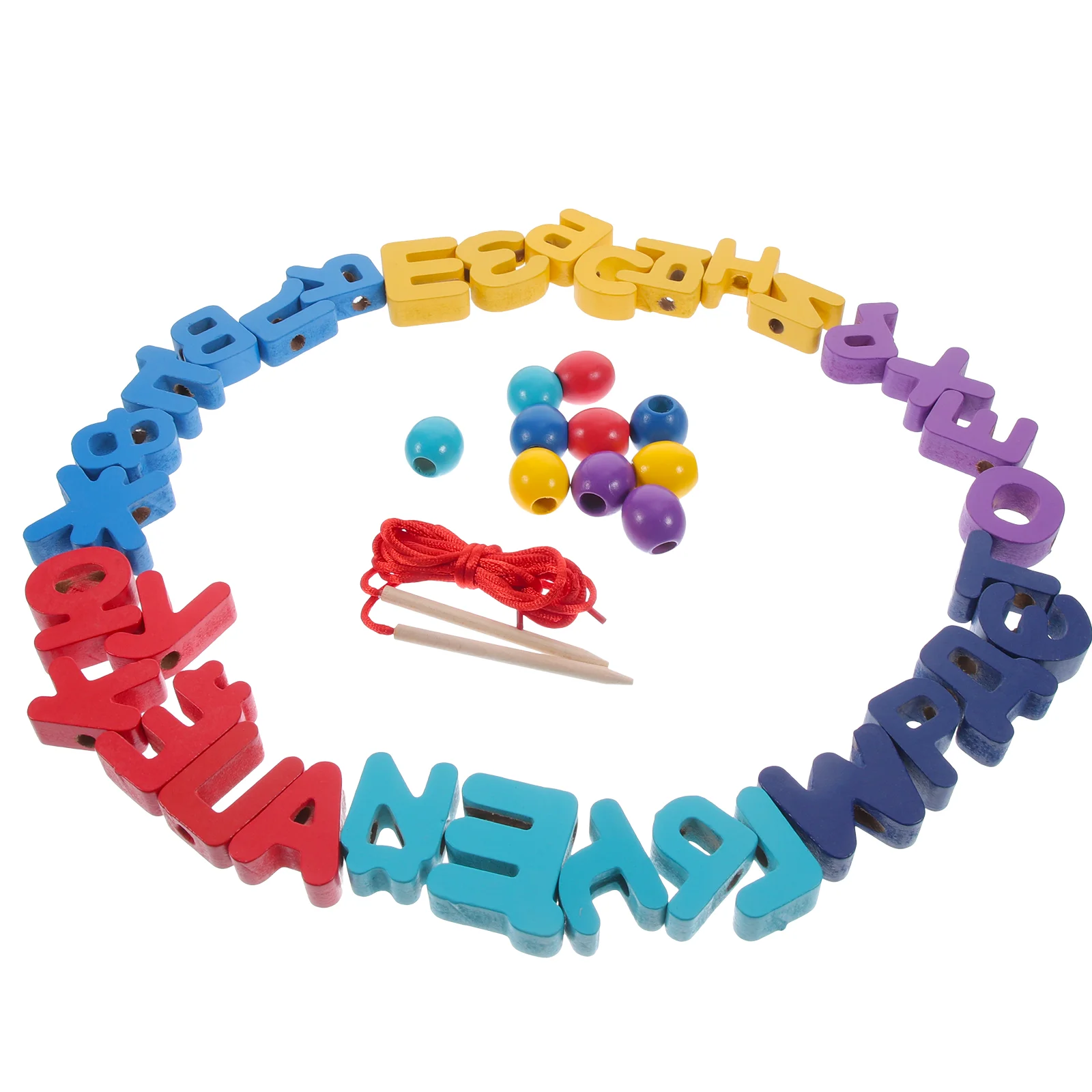 Learning Wooden Blocks Toys for Toddler Beading Russian Alphabet Puzzle Baby - £12.54 GBP