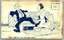 1940s Comic Arcade Card Marriage Relationships I Love You I&#39;m Only Resti... - $4.90