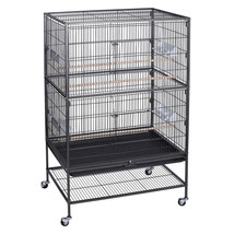 Black Large Rolling Metal Bird Cage Parakeet Cockatiel Cage With Draw-Out Tray - £112.88 GBP