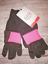HUNTER Women&#39;s Merino Wool Gloves Chocolate Brown / Neon Pink M/L - £57.60 GBP