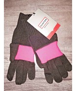 HUNTER Women&#39;s Merino Wool Gloves Chocolate Brown / Neon Pink M/L - £57.62 GBP
