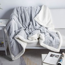 Dissa Sherpa Blanket Fleece Throw 51X63, Grey And White - Soft, Plush, Fluffy, - £31.37 GBP